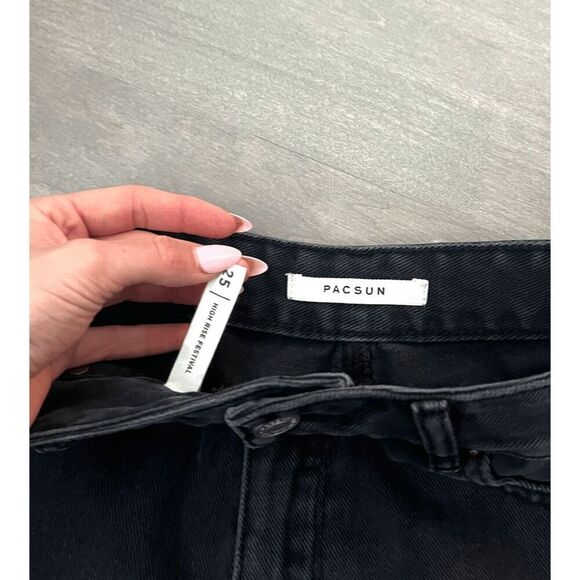 PacSun Black Ripped High Waisted Denim Festival Shorts - Picture 5 of 5